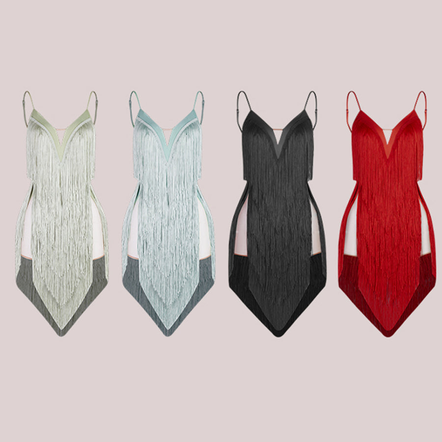 Z Girls Tassel Sleeveless V Neck Performance Dance Dresses Dancewear