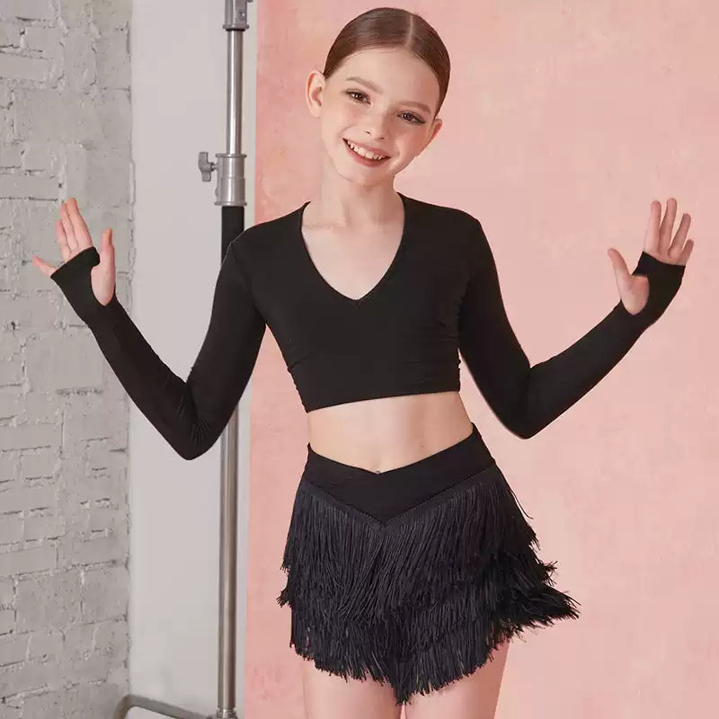 Z Girls Tassel Swing Dance Skirts Practice Dancewear
