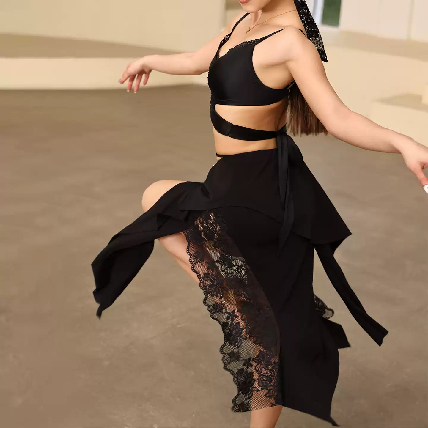 Yes Women's Black Latin Dance Skirt Training Performance Skirts Dance Wear