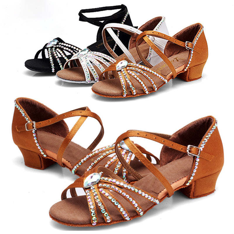 Kid's Satin 3.5cm Heel Ballroom Dance Shoes Latin Dance Shoes