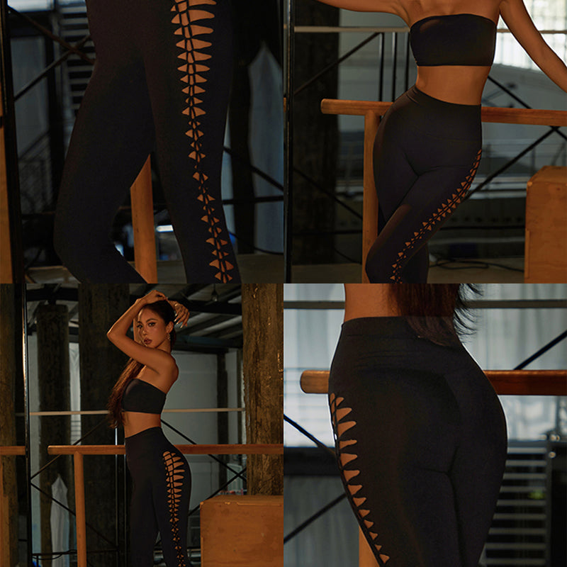 Z Women's High Waist Black Pants Latin Dance Wear Training Performance Pants
