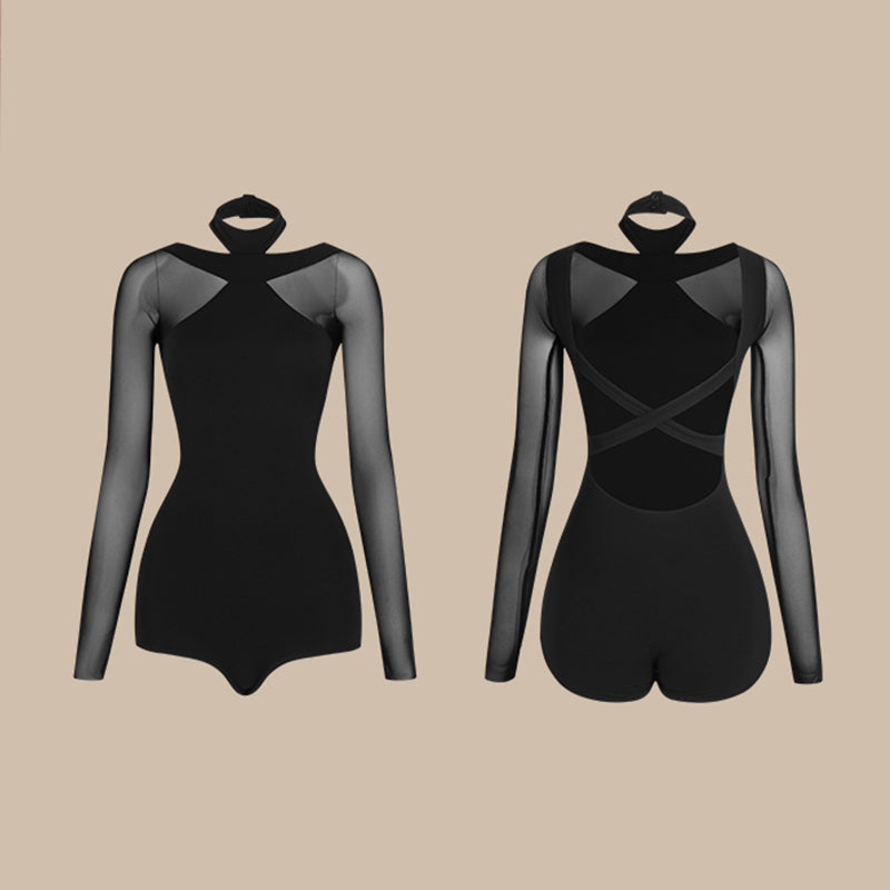 Z Women's Black Long Sleeve DanceWear Bodysuit Leotards