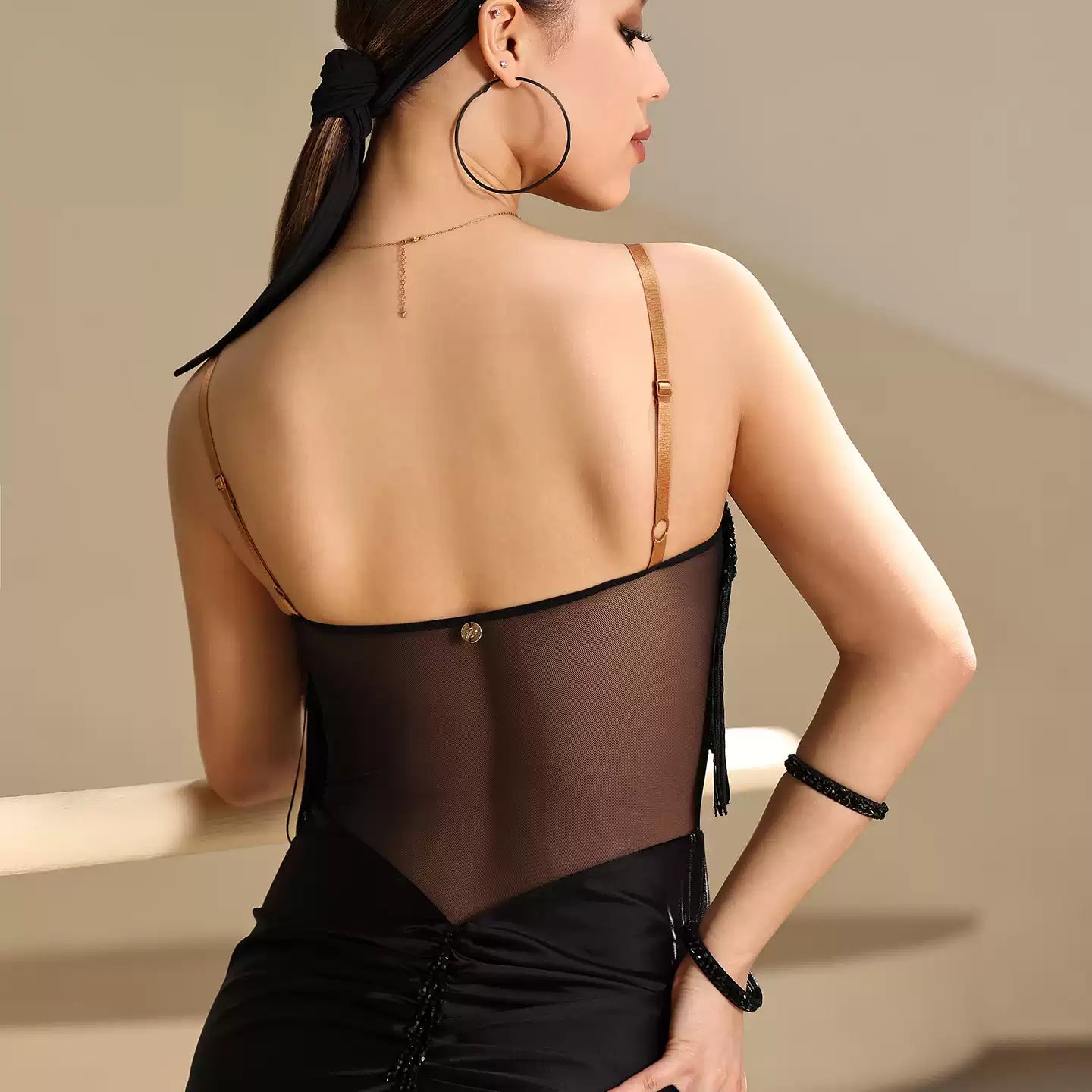 YES Women's Black Sleeveless Dress Dance Wear Training Performance Dress