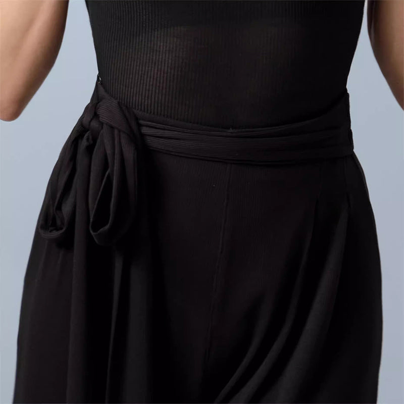 TID Women's Black High Waist Pants Ballroom Dance Wear Training Performance Pants