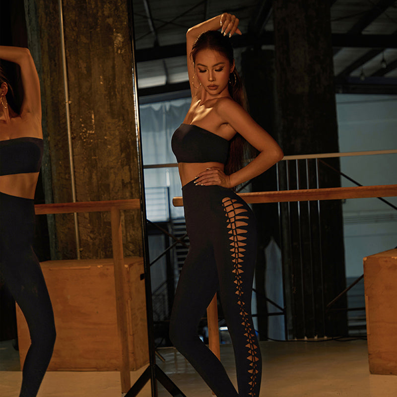 Z Women's High Waist Black Pants Latin Dance Wear Training Performance Pants
