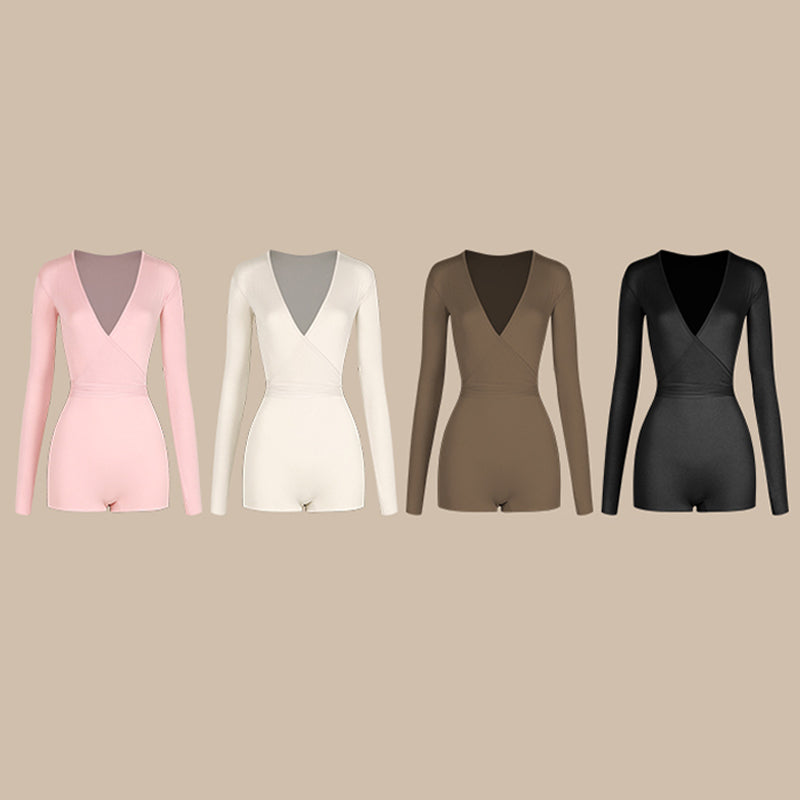 Z Women's V-Neck Long Sleeve DanceWear Bodysuit Leotards