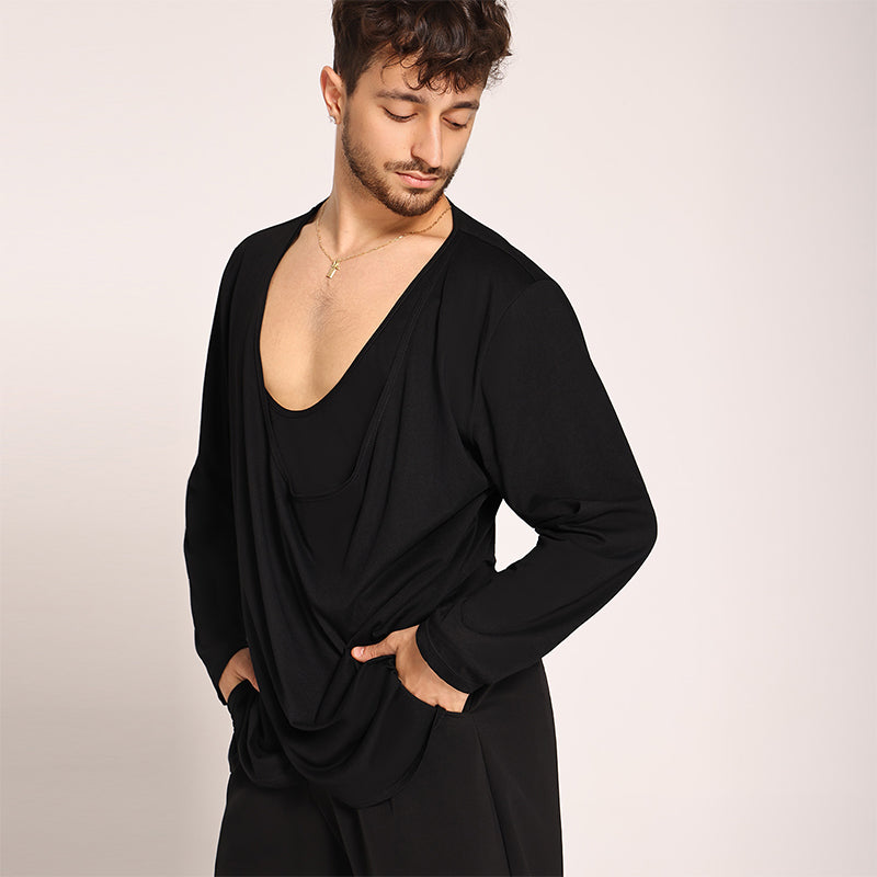 YES Men's Long Sleeves Latin Dance Tops Dance Wear