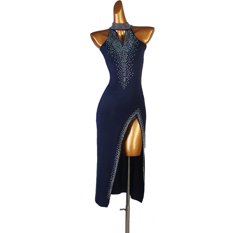 YZY Customisable Women's Navy Blue DanceWear Dance Dress Performance Wear