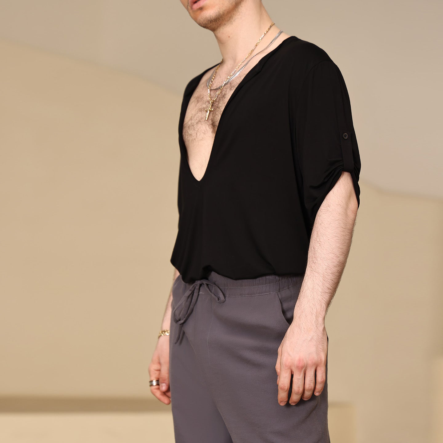 YES Men's Short Sleeves Latin Dance Tops Dance Wear