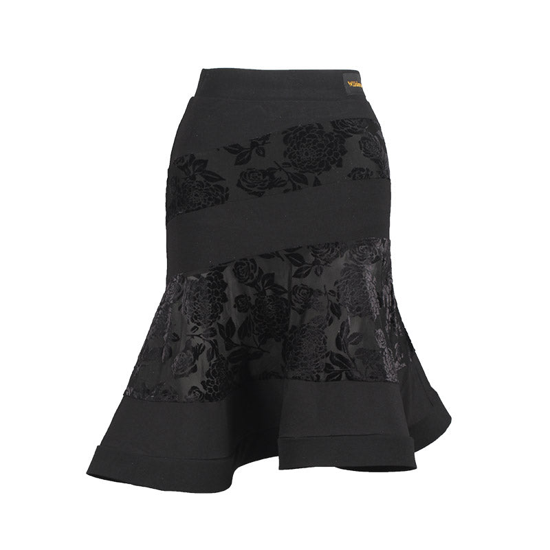 WJJ Women’s Black Latin Dance Skirt Professional Training Dance Wear