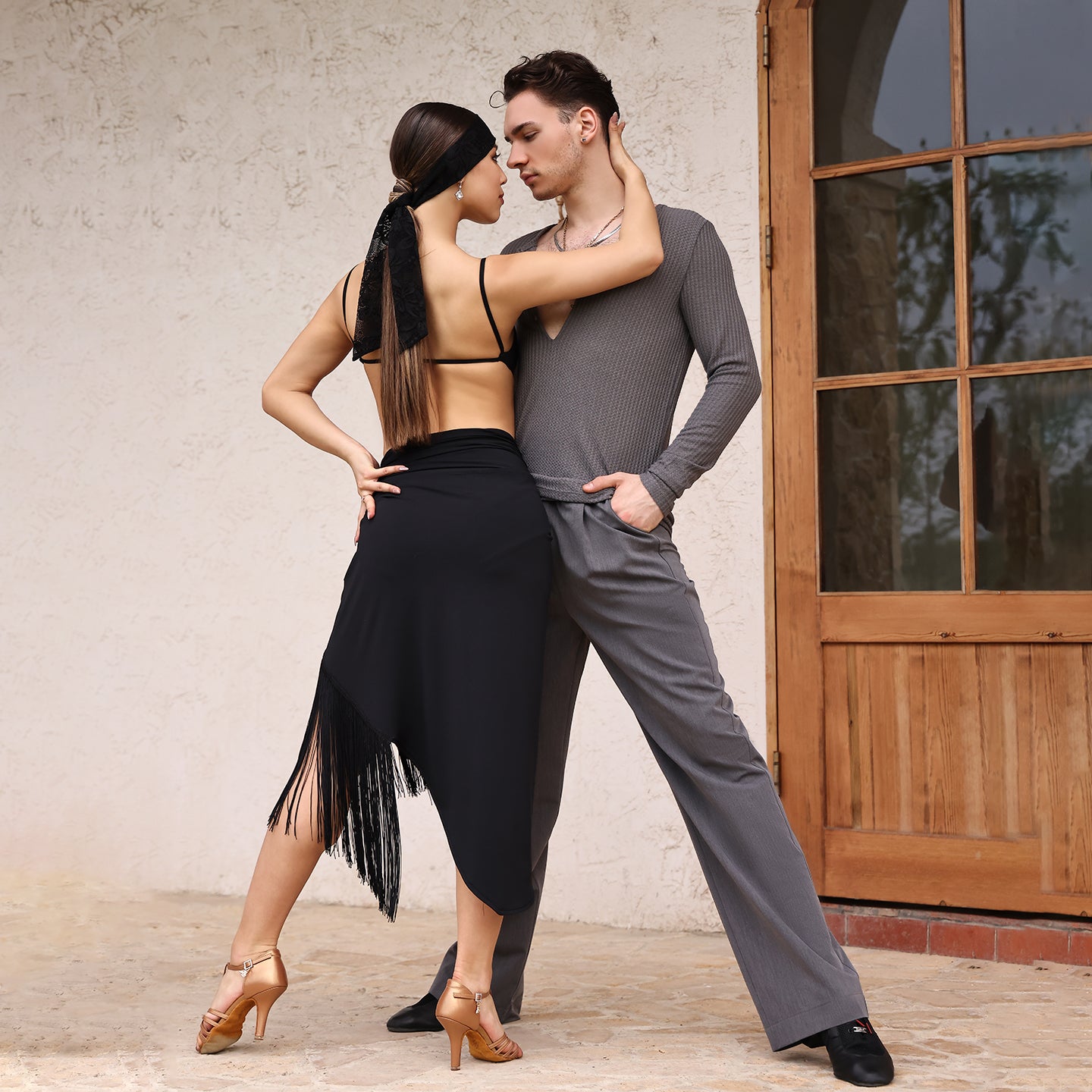 YES Men's Gray Dance Pants Latin Dance Practice Clothes