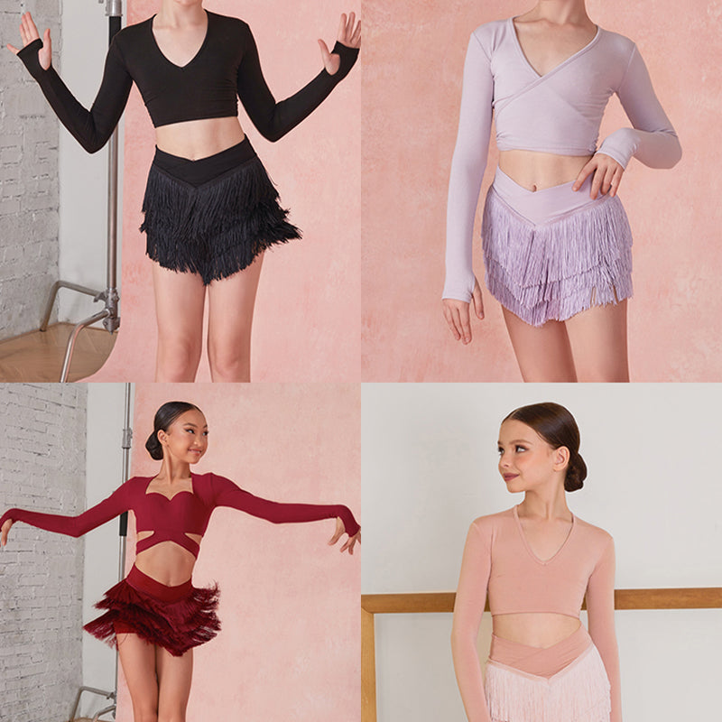 Z Girls Tassel Swing Dance Skirts Practice Dancewear