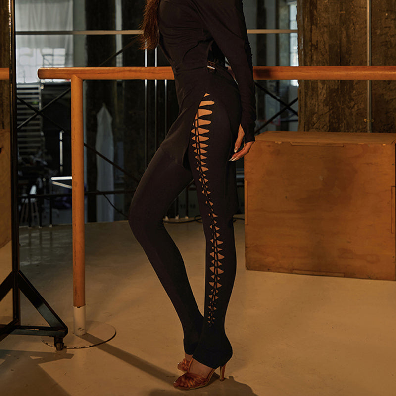 Z Women's High Waist Black Pants Latin Dance Wear Training Performance Pants