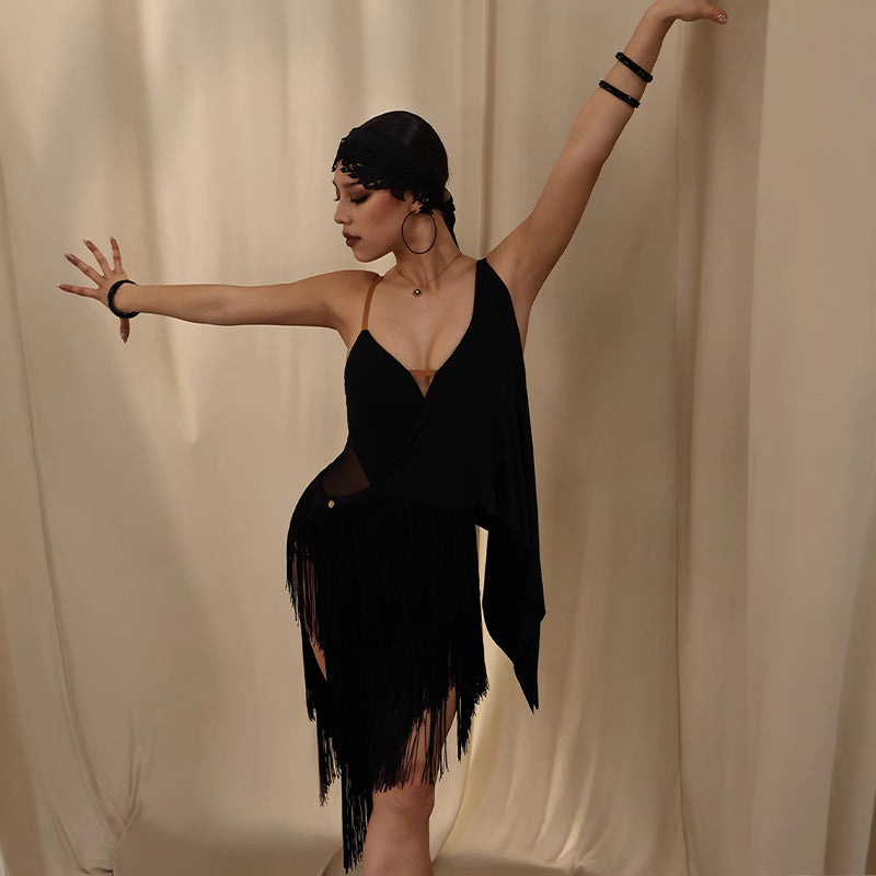 YES Women's Tassel Dress Dance Wear Training Performance Dress