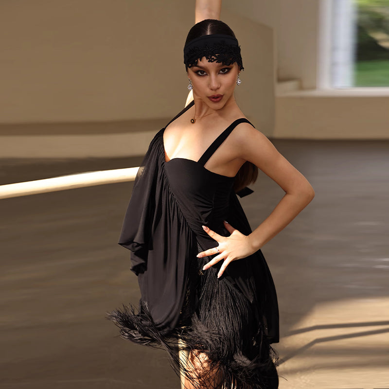 YES Women's Black Dress Dance Wear Training Performance Dress