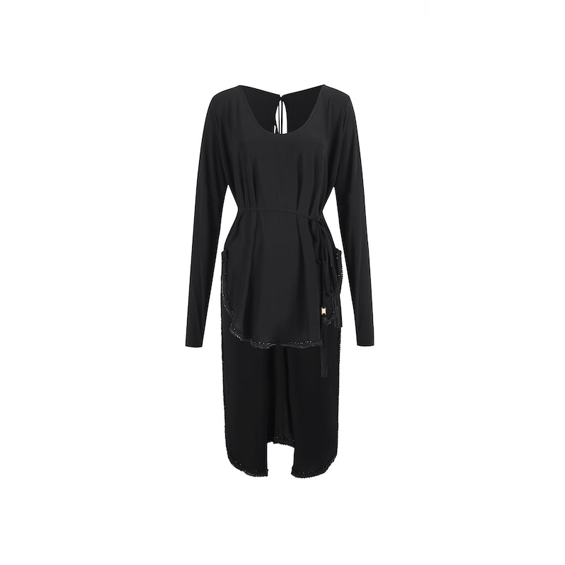 Z Women's Long Sleeve Latin Dance Dress Dance Wear Training Performance Dress