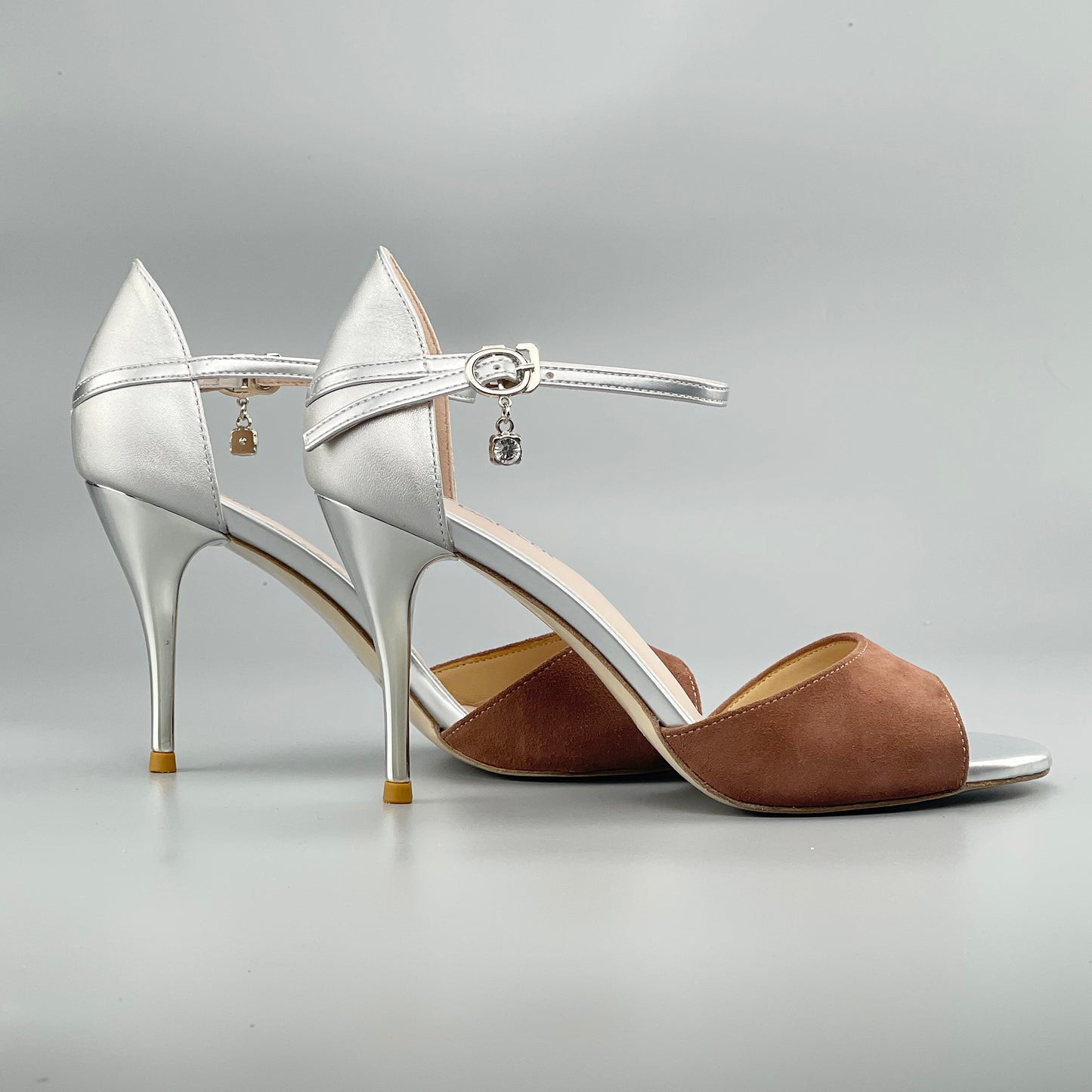 SHJ Women's Brown Real Leather 7cm/9cm Heels Dance Tango Shoes