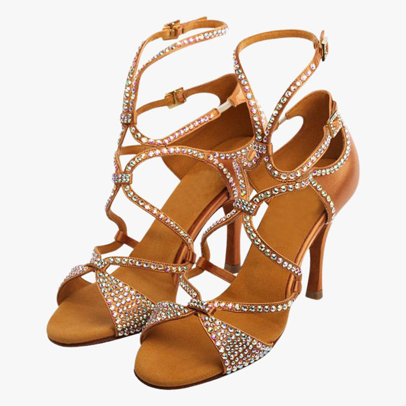 DS Women's Satin Customized Heel Latin Shoes Salsa Shoes Ballroom Dance Shoes