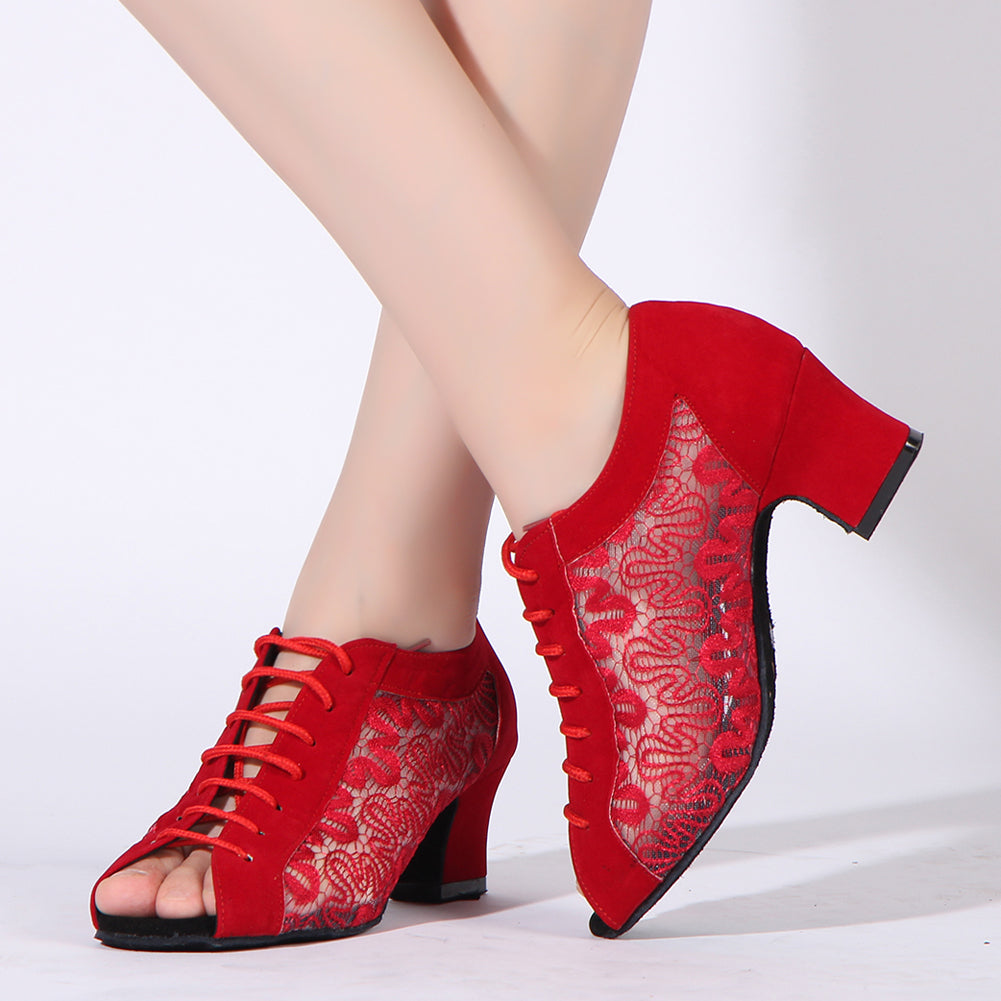 SHJ Women's Suede 4.5cm Heels Teaching & Practice Shoes Ballroom Dance Shoes