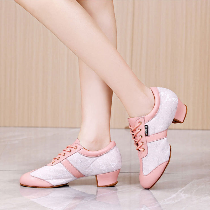 KCDANCE Women's Leatherette 3.5cm Heel With Lace-up Teaching & Practice Dance Shoes
