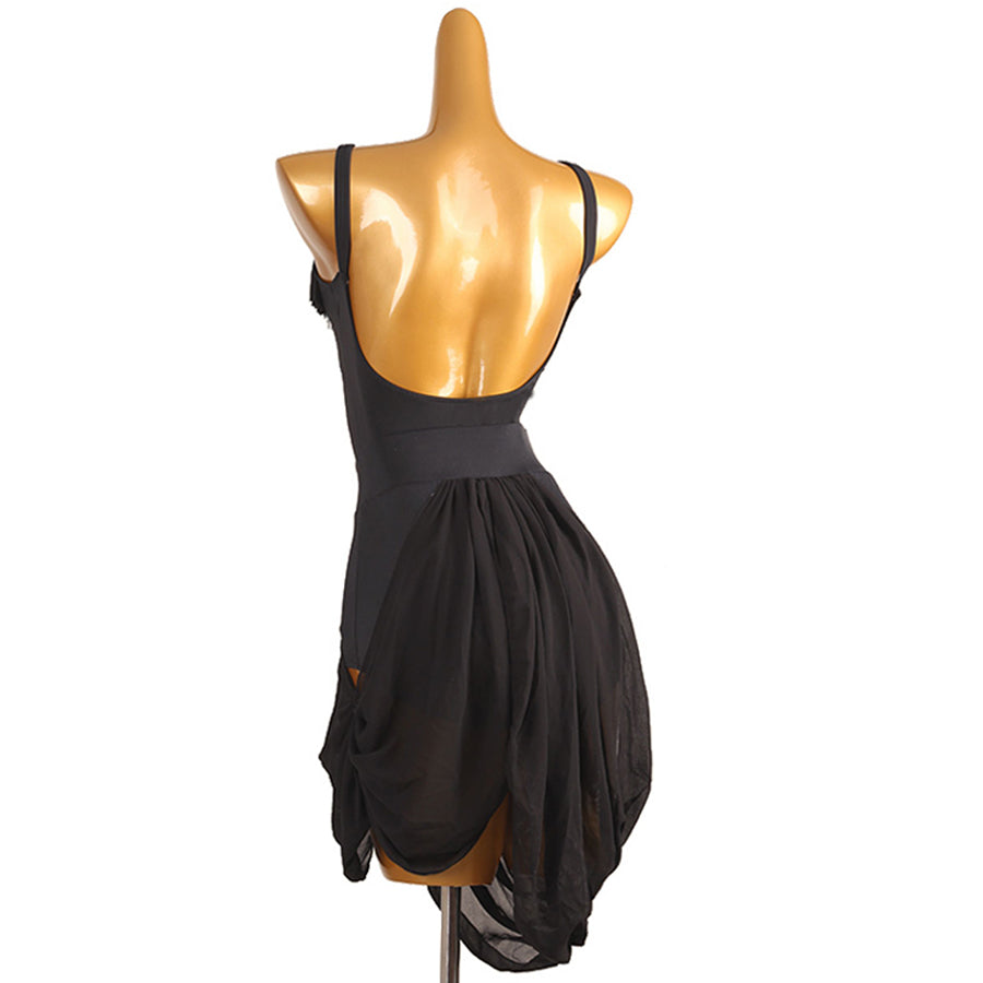 Customisable-Women's Black V-Neck DanceWear Dance Dress Performance Wear