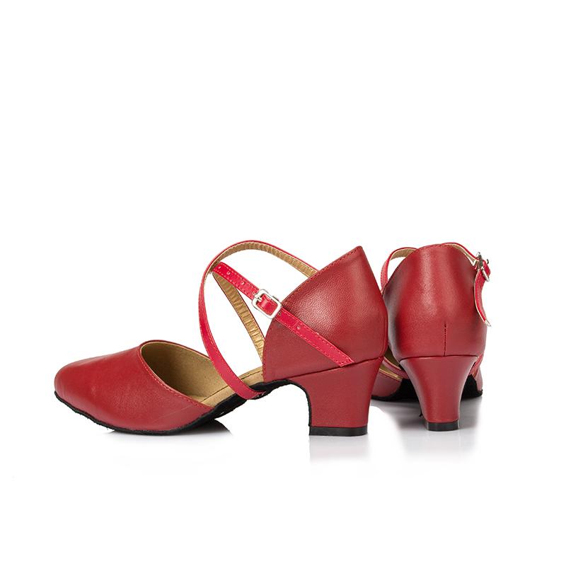 Women's Red Real Leather 5cm Heels Ballroom Dance Shoes Modern Dance Shoes