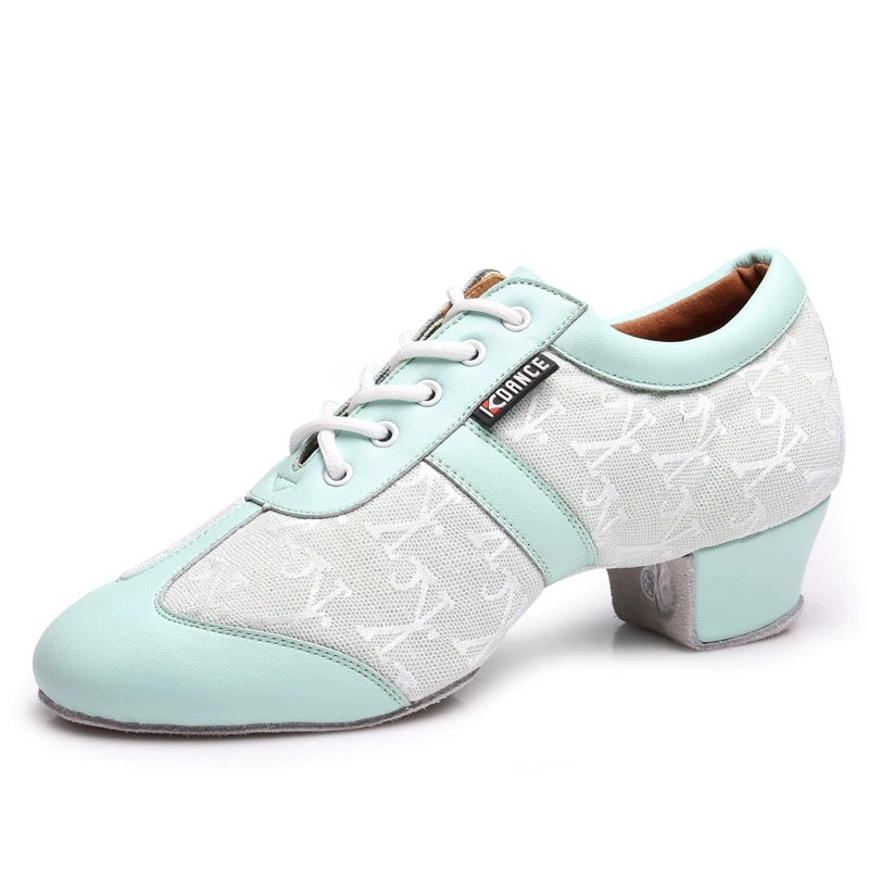 KCDANCE Women's Leatherette 3.5cm Heel With Lace-up Teaching & Practice Dance Shoes