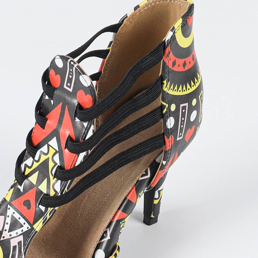 DS Women's Leatherette Customized Heel  Rubber Sole Salsa Shoes Dance Boots Ballroom Dance Shoes