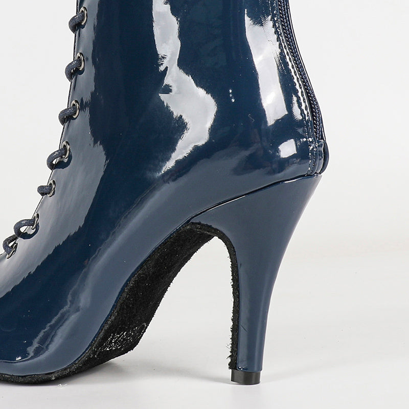 Women's PU Suede Sole Blue Customized Dance Heels Boots Jazz Salsa Dancing Shoes