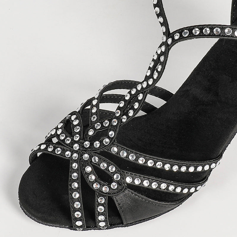 DS Women's Customized Heel  Open Toe Strappy Dance Heels With Crystals
