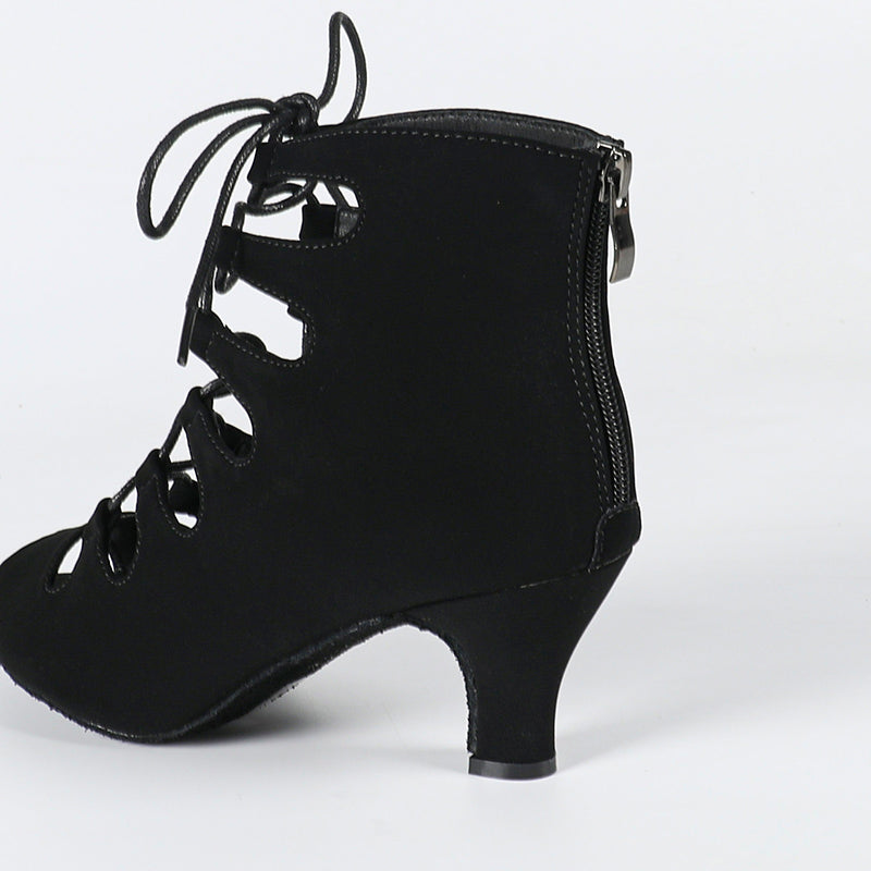 Women's Black Customized Heel Dance Boots Salsa Jazz Dance Shoes