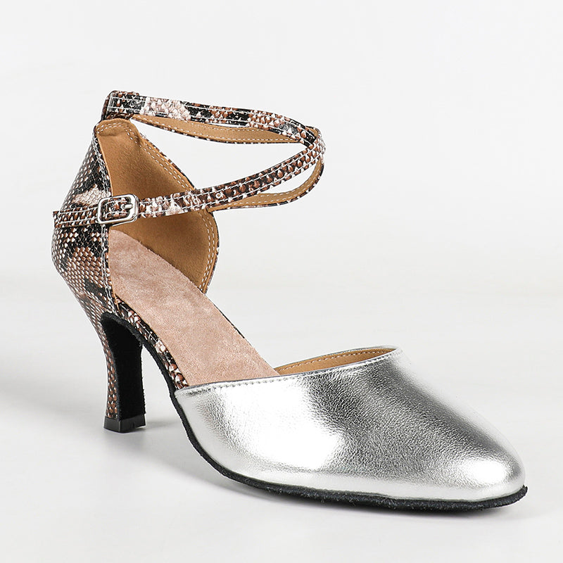 FHX Women's Silver Leatherette Customized Heels Ballroom Dance Shoes Modren Shoes