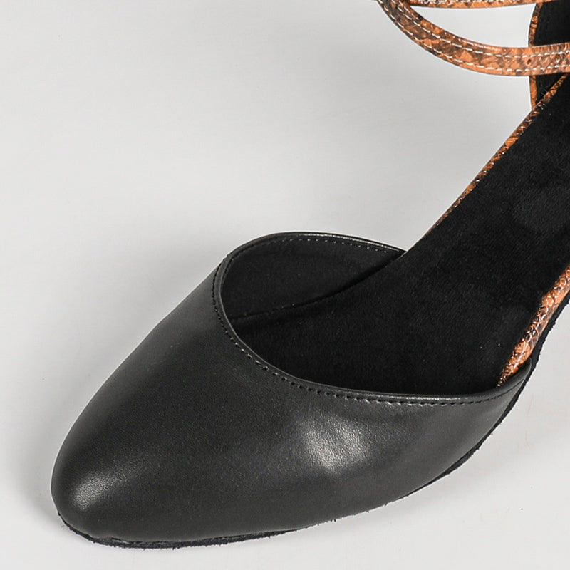 FHX Women's Black Leatherette Customized Heels Ballroom Dance Shoes Modren Shoes