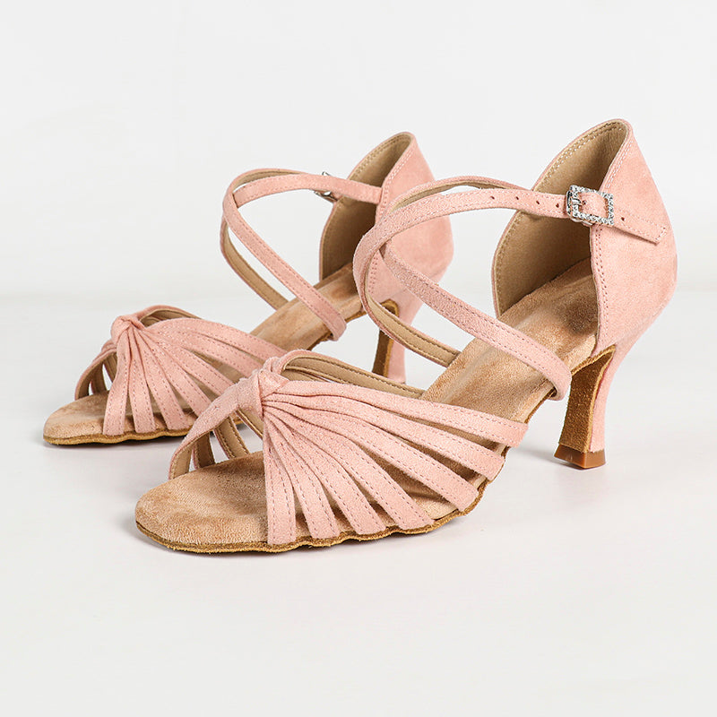 Women's Suede Pink 6.5cm/7.5cm Ankle Strap Latin Shoes Ballroom Dance Shoes