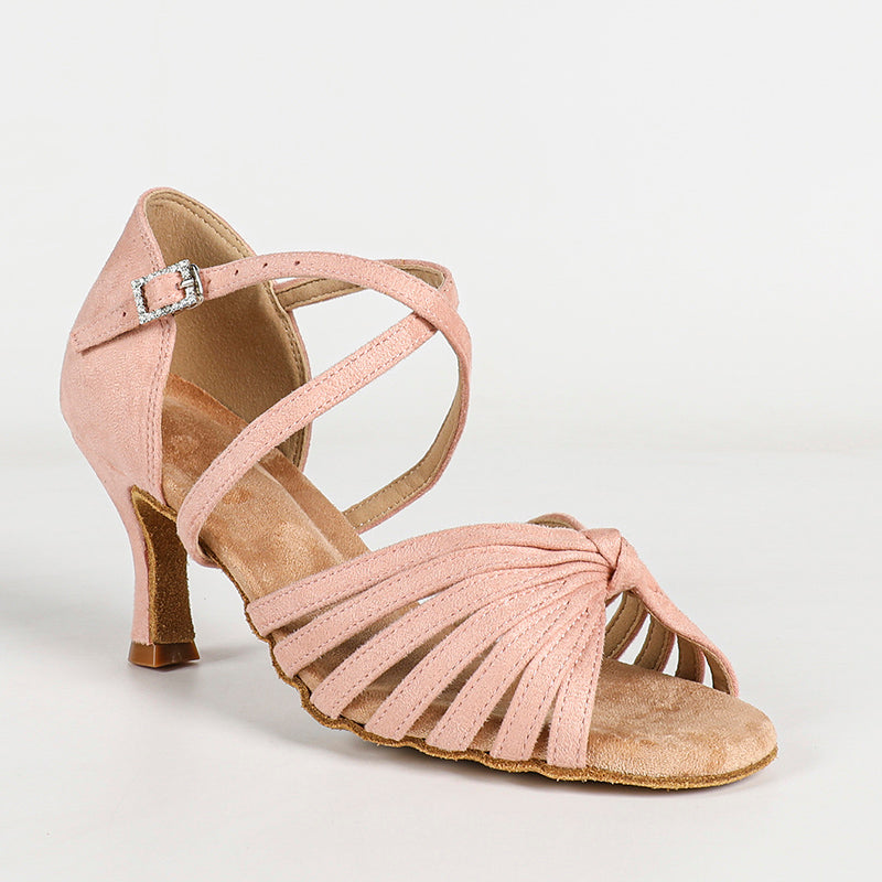 Women's Suede Pink 6.5cm/7.5cm Ankle Strap Latin Shoes Ballroom Dance Shoes