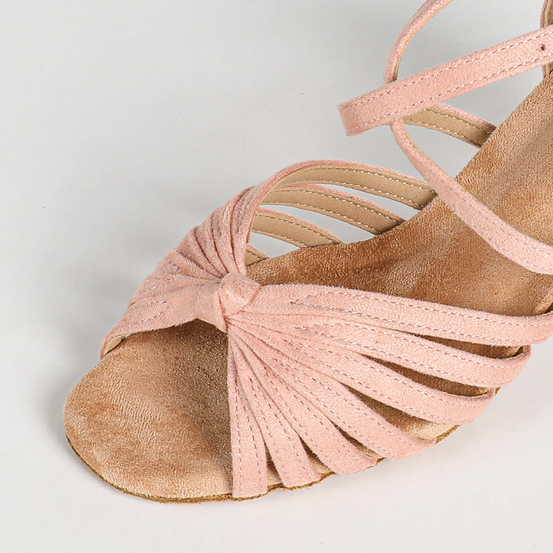 Women's Suede Pink 6.5cm/7.5cm Ankle Strap Latin Shoes Ballroom Dance Shoes
