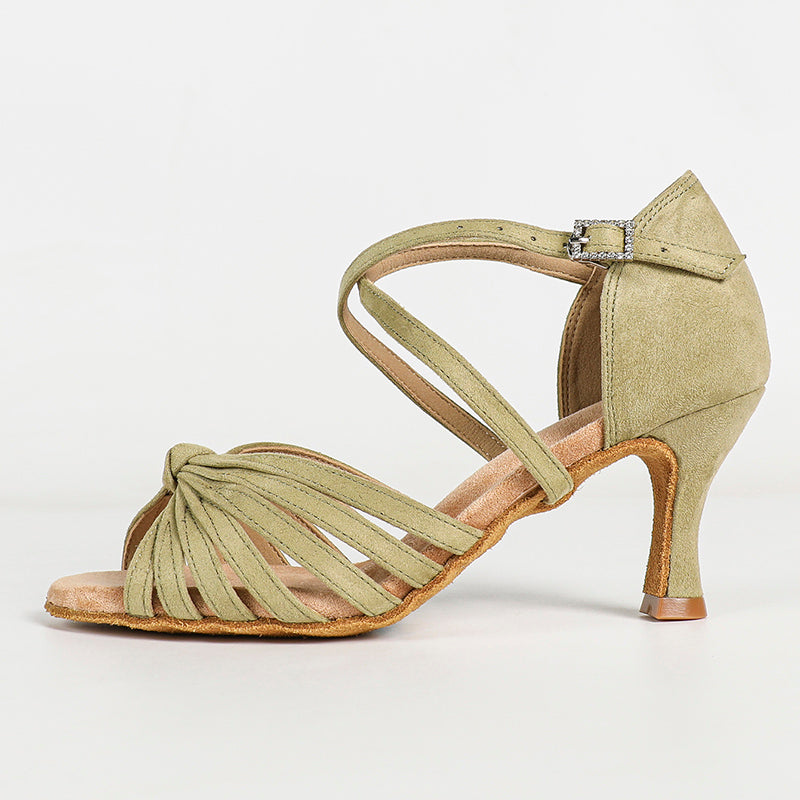 Women's Suede Light Green 6.5cm/7.5cm Ankle Strap Ballroom Latin Dance Shoes