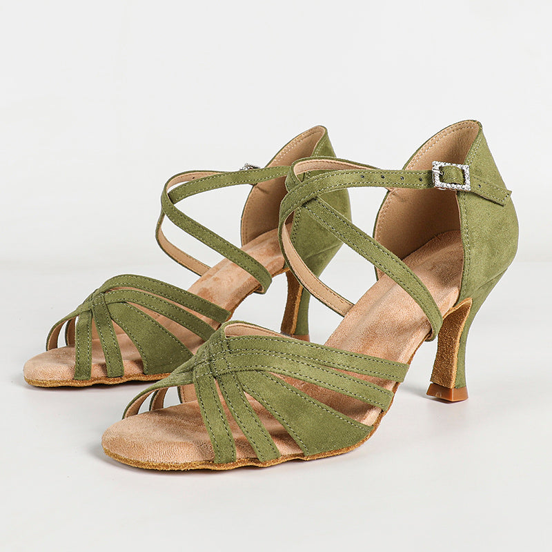 Women's Green Customized Heel Latin Dance Shoes Ballroom Dance Shoes