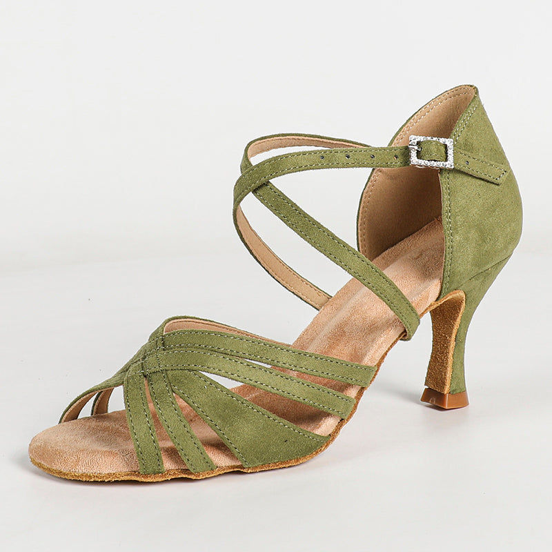 Women's Green Customized Heel Latin Dance Shoes Ballroom Dance Shoes