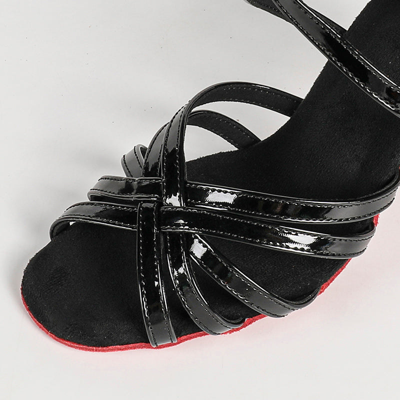 Women's Black Leatherette Customized Heel Latin Dance Shoes Ballroom Dance Shoes