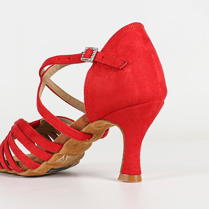 Women's Red Customized Heel Strappy Knot Dance Shoes Latin Dance Shoes