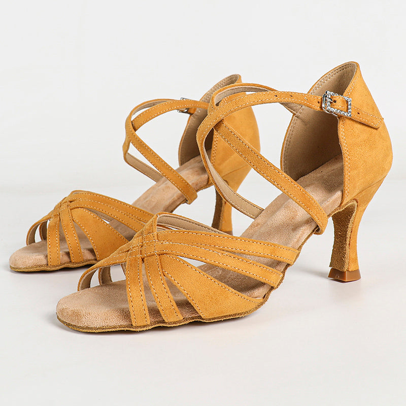 Women's Brown Customized Heel Latin Dance Shoes Ballroom Dance Shoes