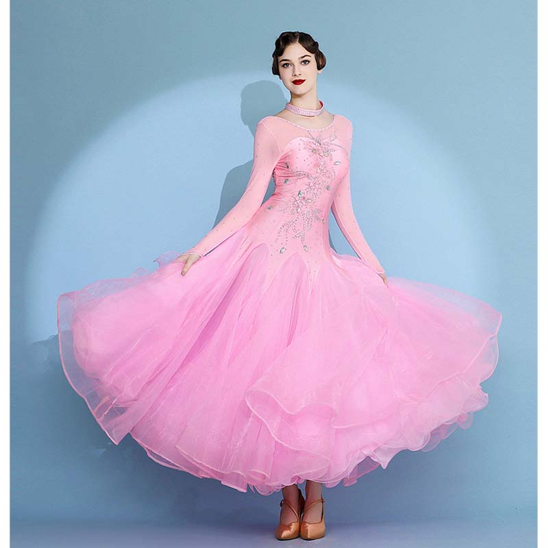 Women's Long Sleeve Waltz Modern Ballroom Dance Dress Competition Dresses Performance wear