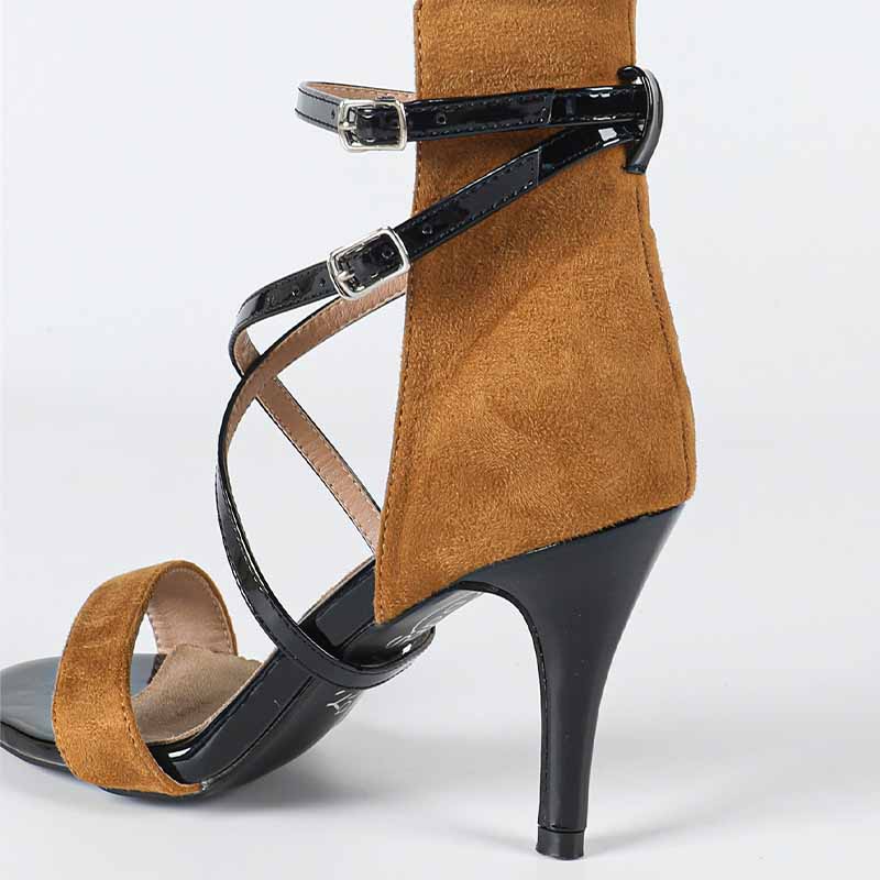 DS Women's Suede Customized Heel Dancing Shoes Salsa Shoes Ballroom Dance Boots
