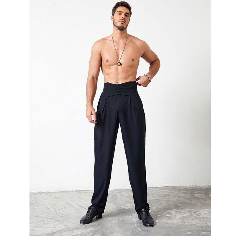 Z Men's Retro High-Waisted Dance Pants Latin Dance Practice Clothes