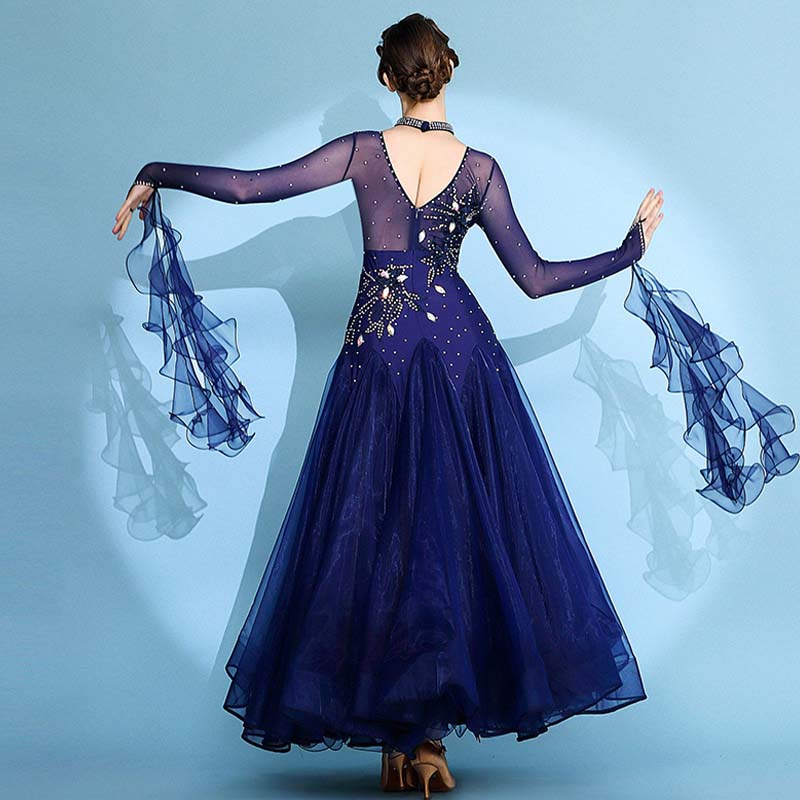 Women's Long Sleeve Waltz Modern Ballroom Dance Dress Competition Dresses Performance wear