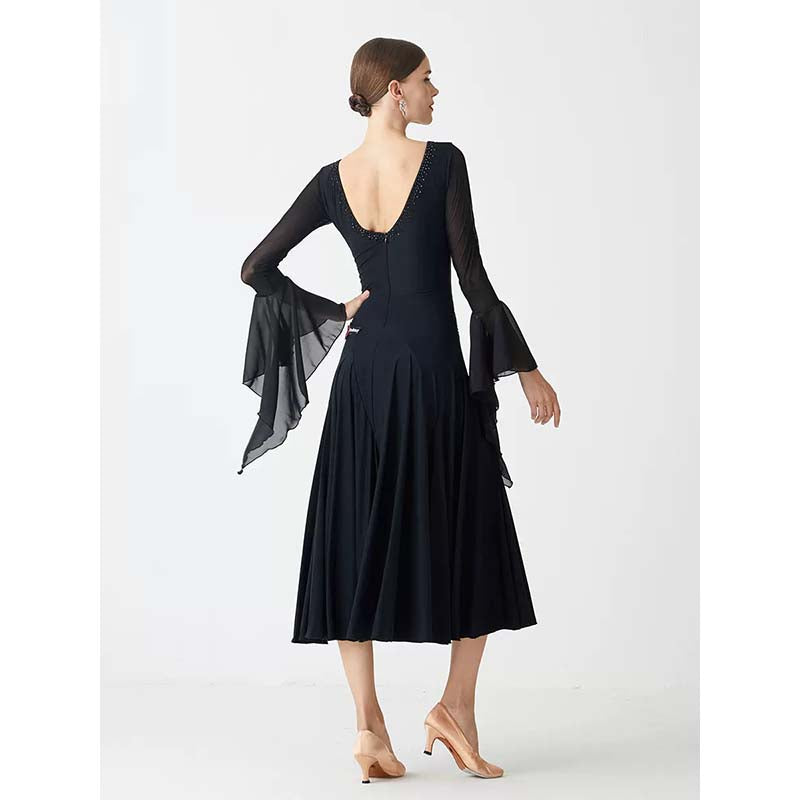 YUN Customisable-Women's Navy Diamonds Ballroom Waltz Modern Dance Dresses Dancewear