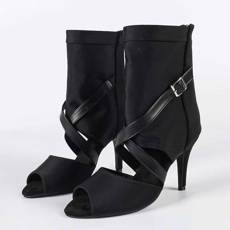 DS Women's Stretch Cloth Customized Heel Rubber Sole Heels Dance Boots Jazz Dancing Shoes