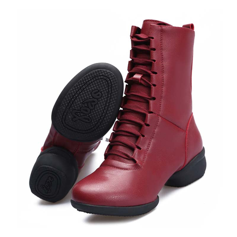 Women's Leatherette Boots Jazz With Lace-up Dance Boots/Dance Shoes
