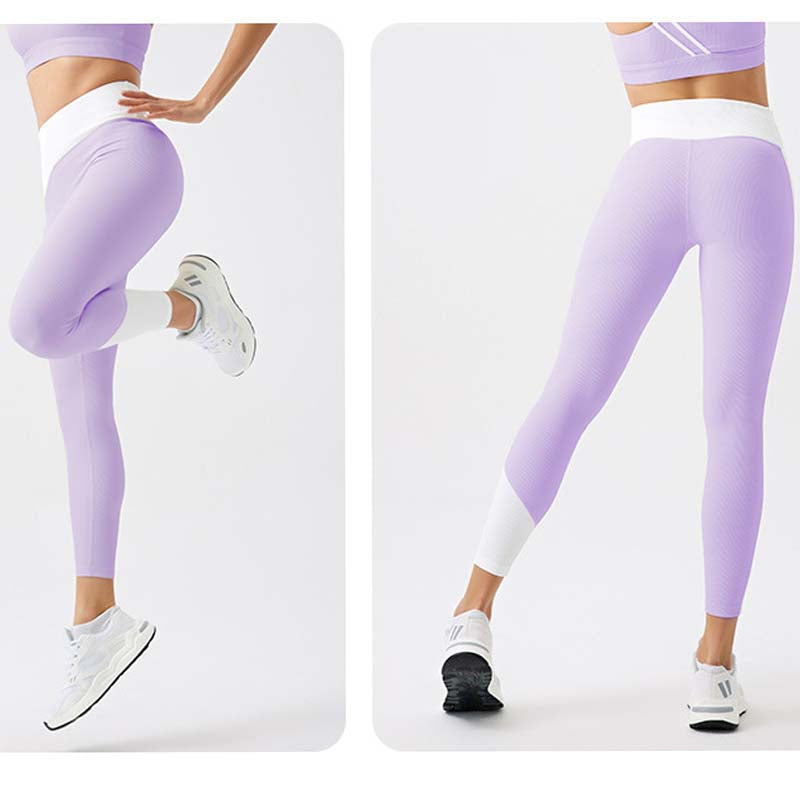 DS-Women's Eco-friendly Recycled Fabric Patchwork Color Leggings Fitness Yoga Pants